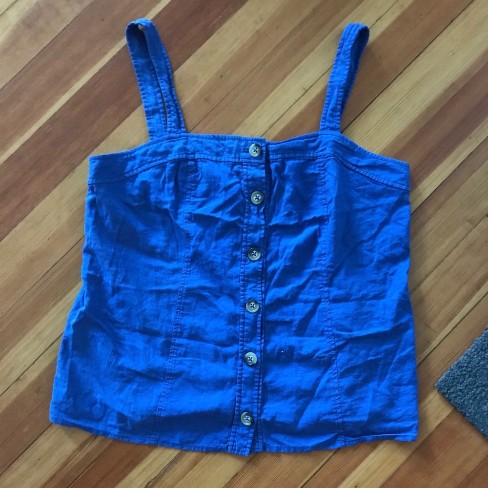 Sale EUC Anthro Maeve Berea Linen Buttondown Tank - Picture 2 of 8